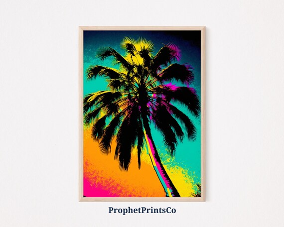 Palm Tree Pop Art Poster Print Cool Tropical Wall Art Colorful Gift Beach House Home Dcor Wall Art Digitial