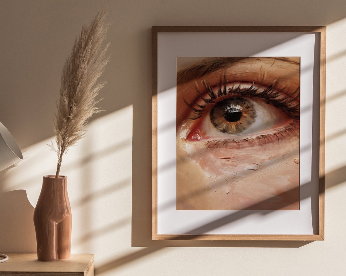 Soft Tonal Womans Eye Print Modern Wall Art Feminine Art Print Boho Aesthetic Home Decor Wall Art - Image 4