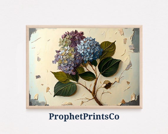 Hydrangea Painting Poster Print Moody Farmhouse Wall Art Flower Lover Gift Floral Home Dcor Wall Art Digitial
