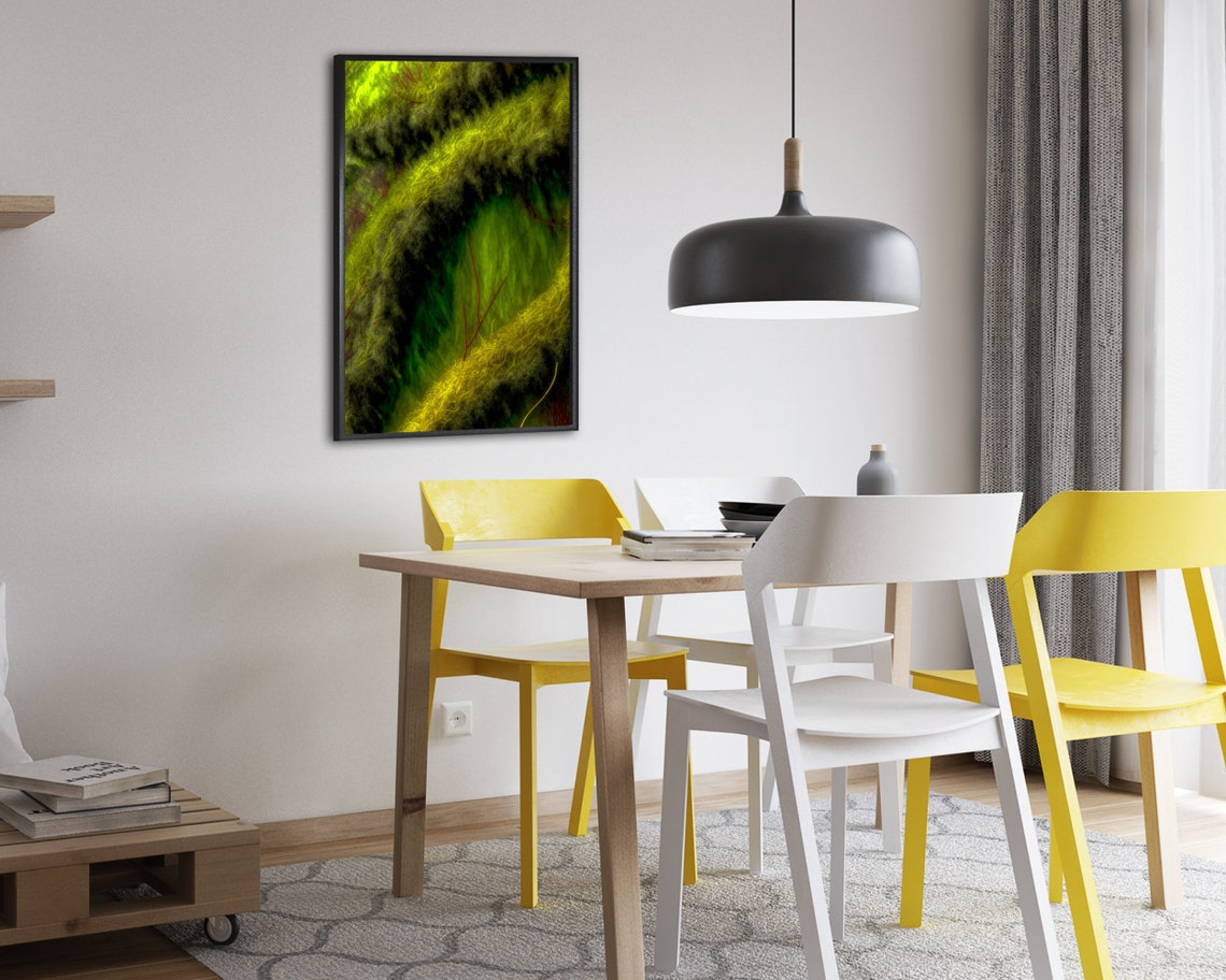 Neon Glowing Green Moss Macro Abstract Nature Texture Poster - Image 2