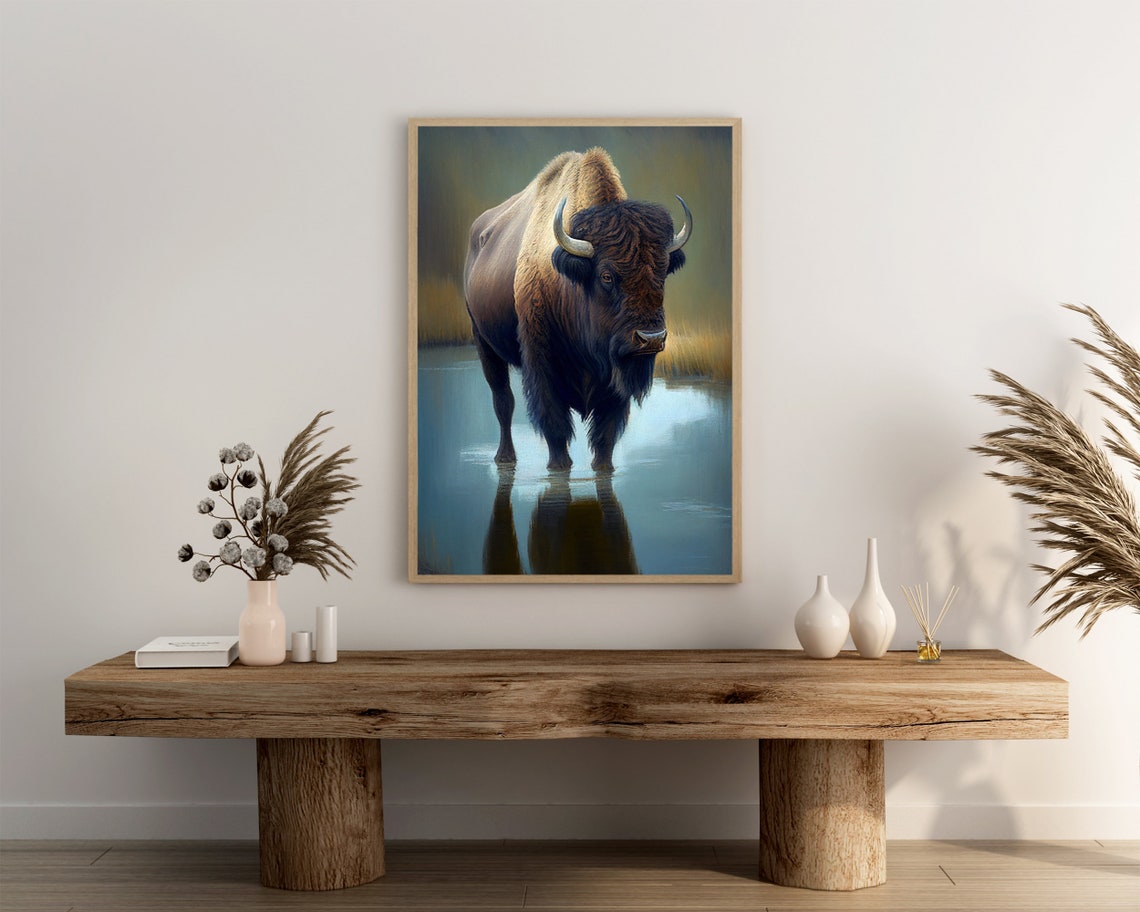 Bison Oil Painting Print Original Animal Wall Art Bison Art Print Buffalo Home Dcor Wall Art - Image 3