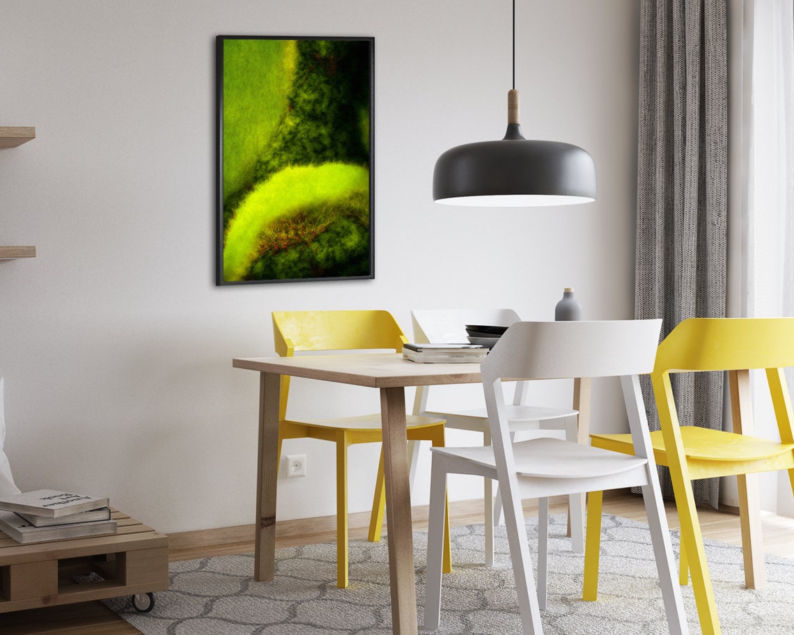 Radiant Lime Green Moss Glowing Organic Abstract Macro Art Poster - Image 2