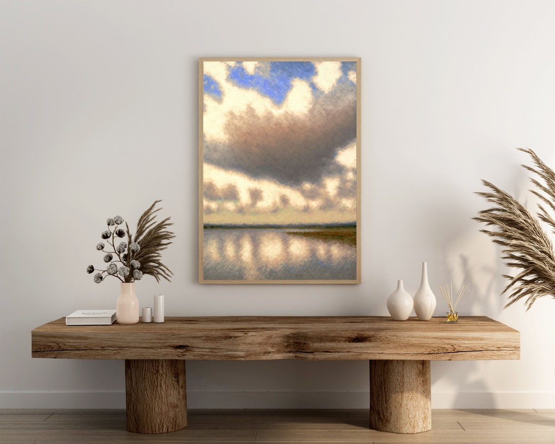 Dark Towering Storm Clouds Over Still Waters at Daybreak Poster - Image 3