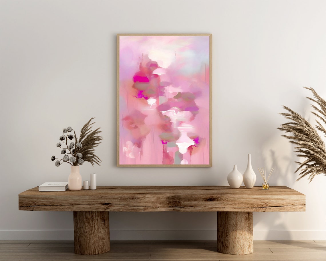 Soft Pink Abstract Pastel Blush Painting Modern Minimalist Art Poster - Image 3