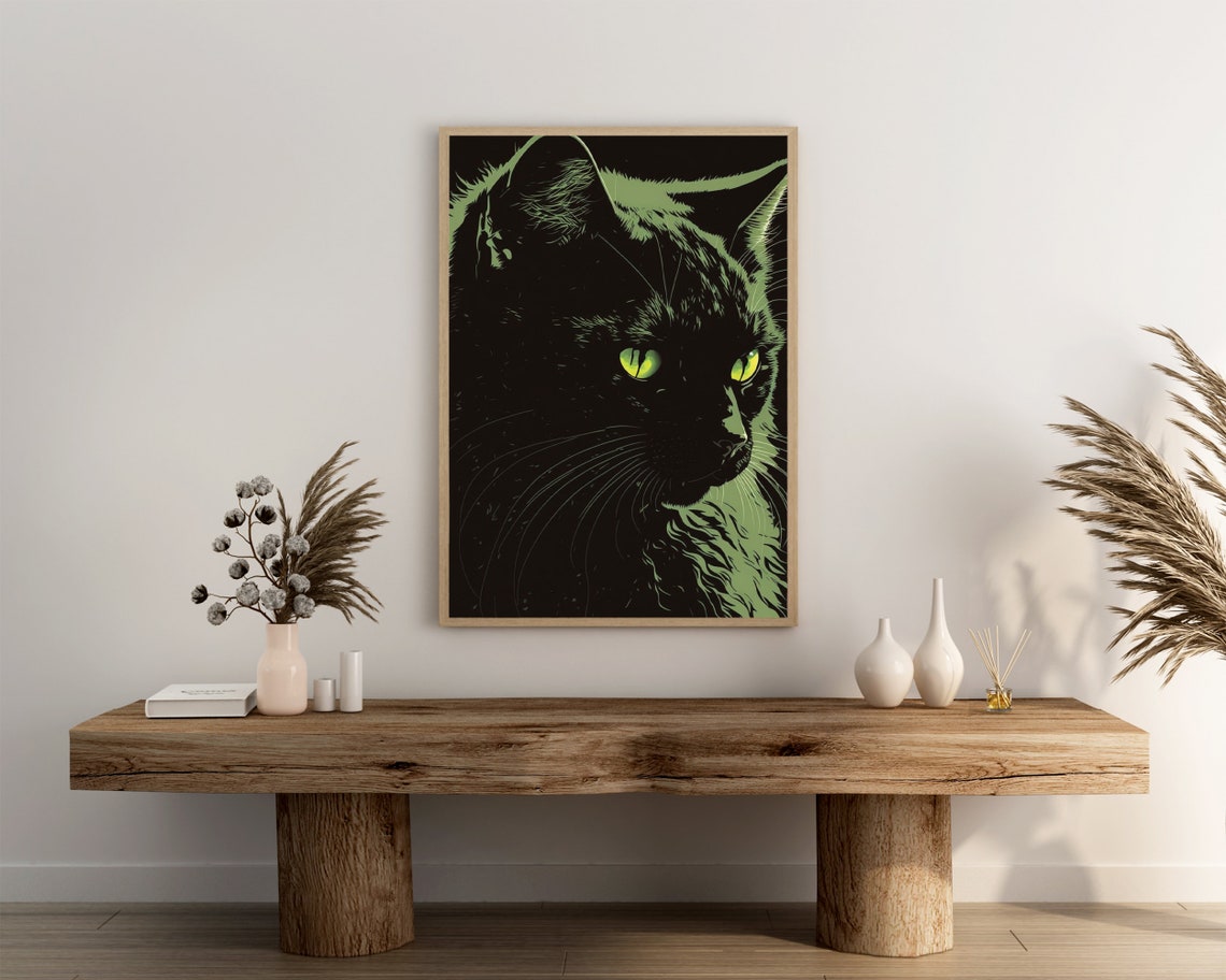 Black Cat Pop Art Poster Print Black Modern Wall Art Gift For Cat Mama Cute Spooky Home Dcor Wall Art Digitial - Image 3