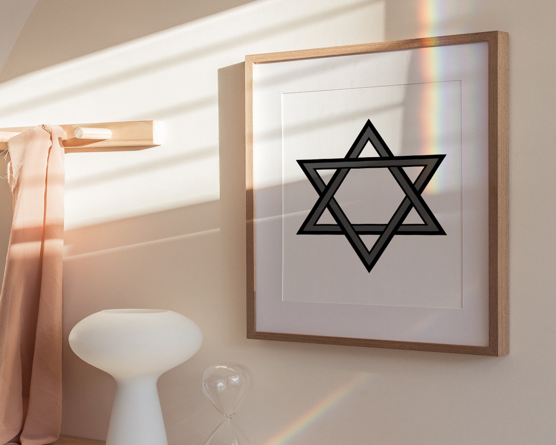 Black Star of David Minimalist Jewish Religious Symbol Art Poster - Image 3