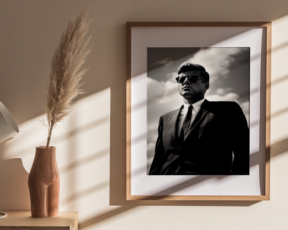John F Kennedy In Sunglasses Dramatic Sky Portrait Photo Poster - Image 4