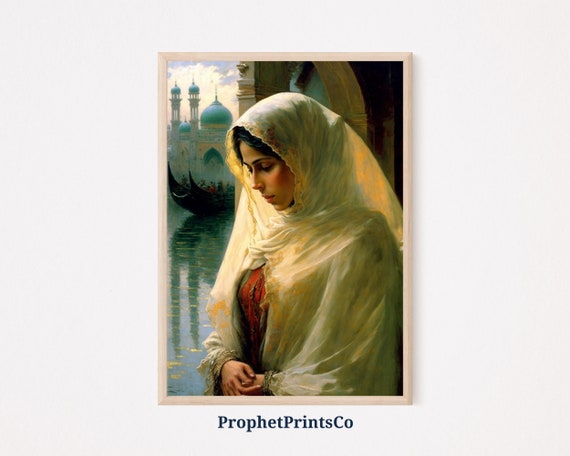 Islamic Women Poster Print Oil Painting Wall Art Inspired By Monet Modern Muslim Home Dcor Wall Art Digitial