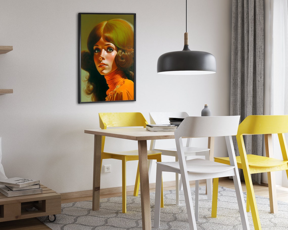 Retro 70s Woman Poster Print Retro Wall Art Hippie Lover Gift Mid Century Modern Home Dcor Wall Art Digitial - Image 2