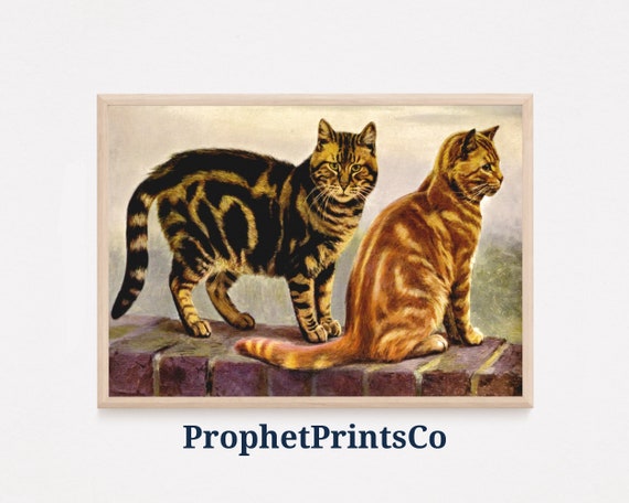 Vintage Kitten Poster Print Kitten Painting Wall Art Cat Lover Gift Antique Cute Home Dcor Wall Art Digitial