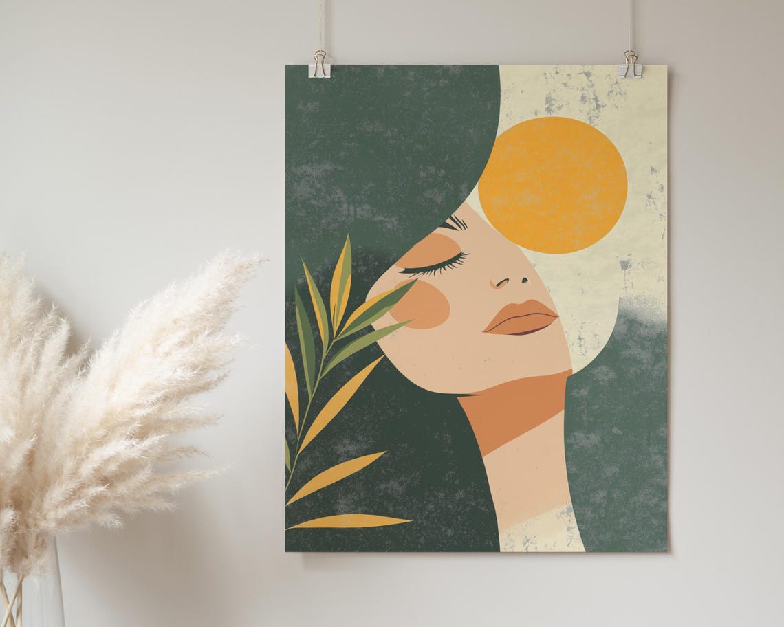 Sunlit Woman Profile Art Print Minimalist Wall Art Boho Home Decor Feminine Art Print Modern Art - Image 2