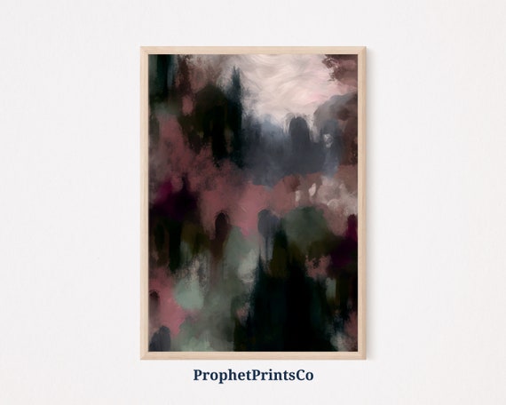Abstract Moody Poster Print Dark Academia Wall Art Purple Gift Dark Cottagecore Home Dcor Wall Art Digitial