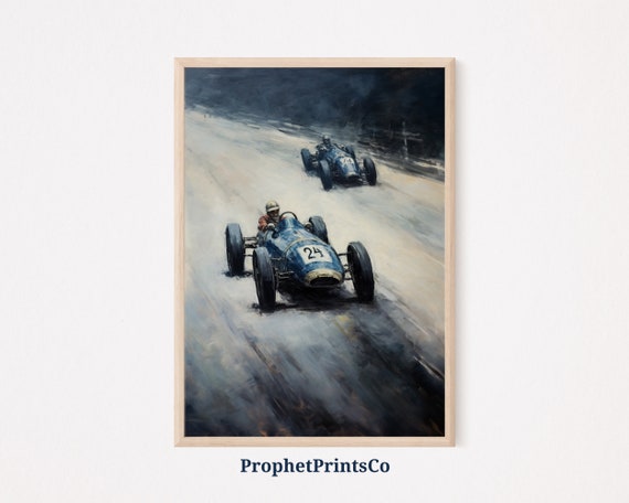 Classic Car Prints Blue Race Car Car Theme Nursery Aesthetic Car Poster Vintage Car Print Wall Art