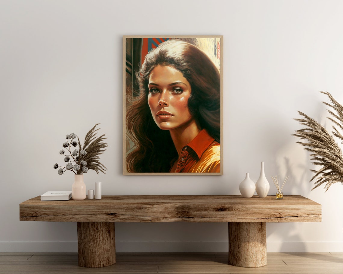 Retro 70s Woman Poster Print Retro Wall Art Hippie Lover Gift Mid Century Modern Home Dcor Wall Art Digitial - Image 3