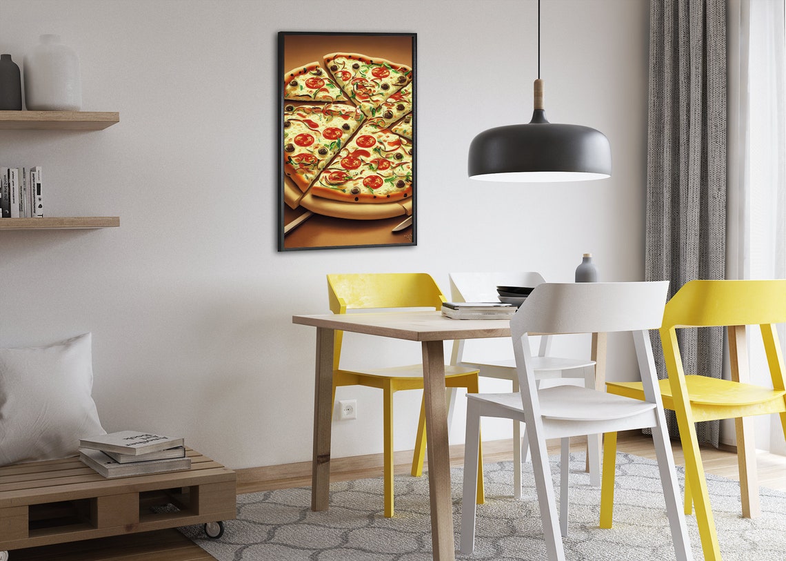 Pizza Slices Pepperoni Olive Pizzeria Kitchen Food Illustration Poster - Image 2