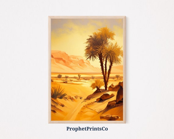 Desert Oil Painting Poster Print Middle Eastern Wall Art Arab Gift Islamic Wall Art Home Dcor Wall Art