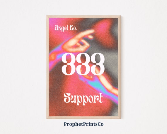 Angel Number 333 Poster Print Positive Aura Wall Art Colorful Cute Gift Spiritual Home Dcor Wall Art Digitial