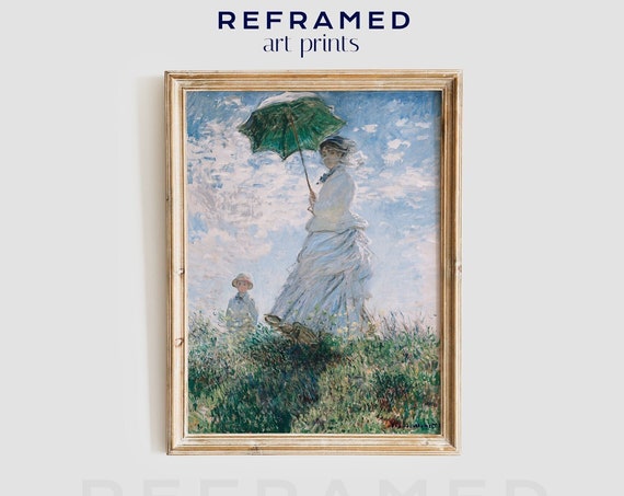 Impressionist Landscape Wall Art Claude Monet Painting Woman With Parasol Nature Scene Artwork Classic Home Decor