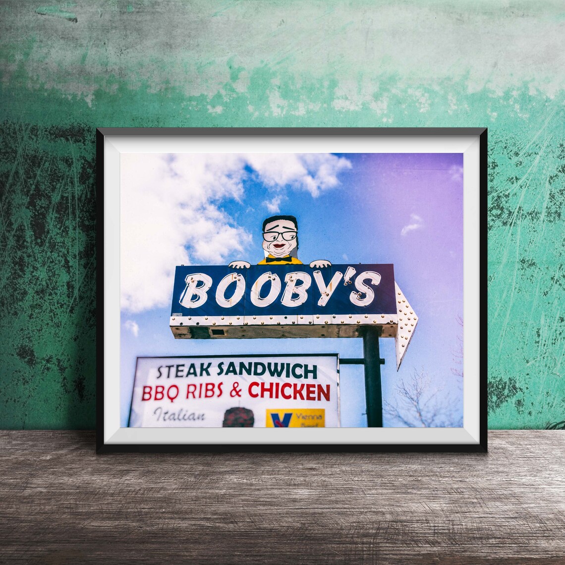 Booby's Steakhouse Classic Roadside Sign Vintage Photo Poster