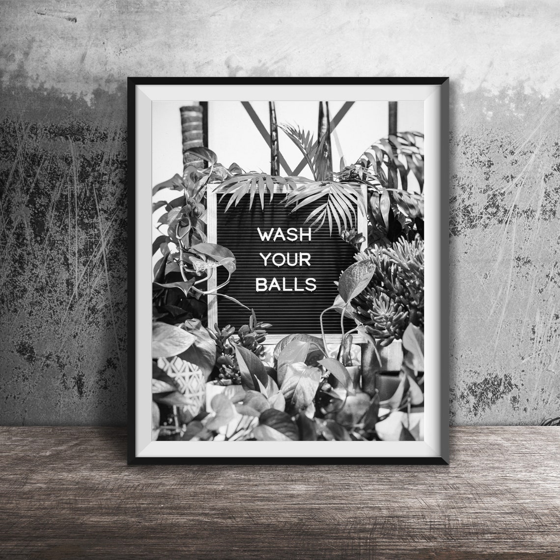 Wash Your Balls Funny Bathroom Letterboard Plant Greenery Art Poster - Image 2