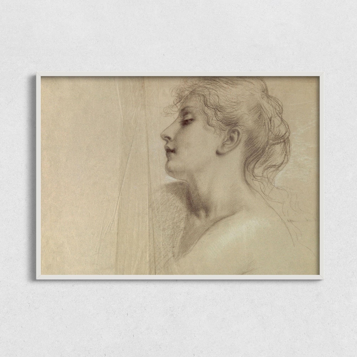 Vintage Woman Sketch Art Print, Rice Paper Style