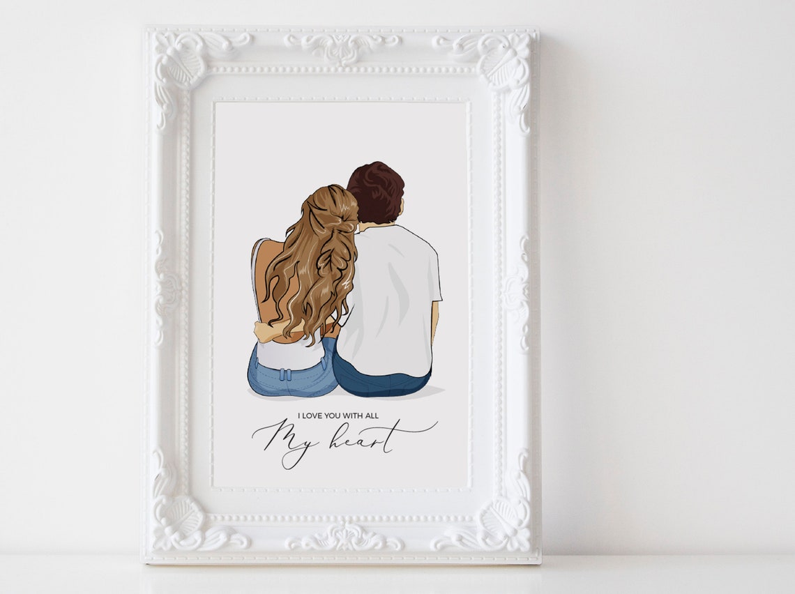 I Love You With All My Heart Personalized Couple Gift Wall Art - Image 3