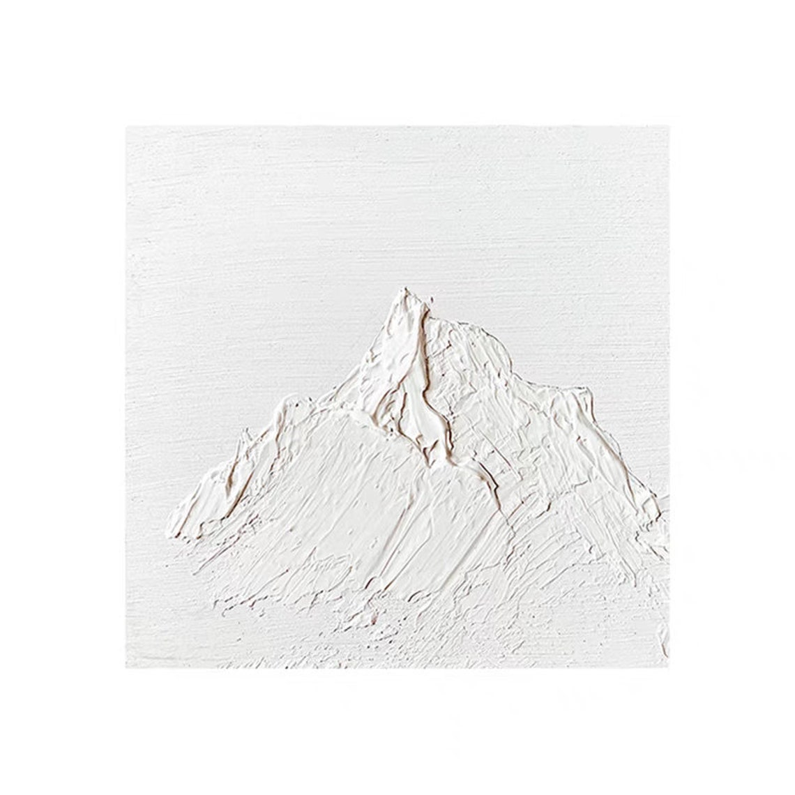 All White Minimalist Mountain Textured Relief Sculpture Poster - Image 3