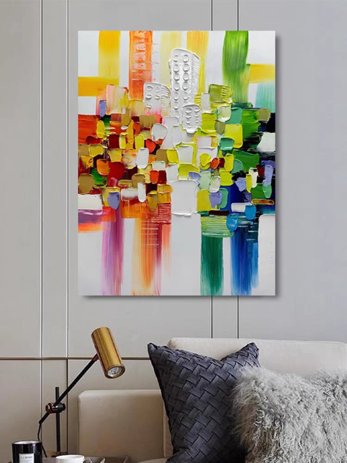 Abstract City View Bright Color Blocks Thick Impasto Painting Poster - Image 3