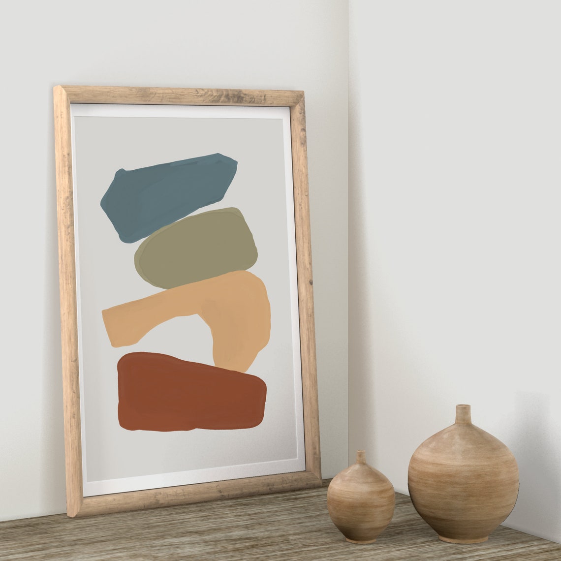 Stacked Geometric Shapes Scandinavian Earth Tone Abstract Poster - Image 3