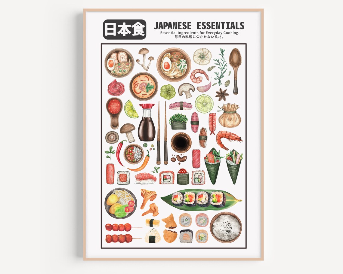 Japanese Food Essentials Food Lovers Art Print