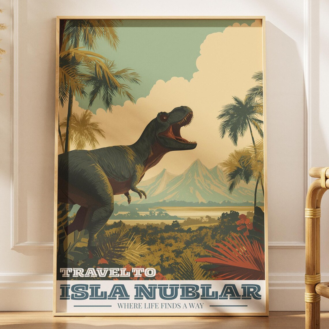 Tyrannosaurus Rex Isla Nublar Travel Poster
