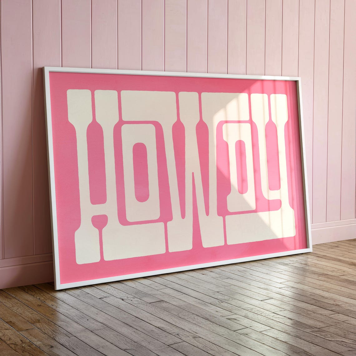 Howdy Cream On Hot Pink Bold Western Typography Modern Wall Poster