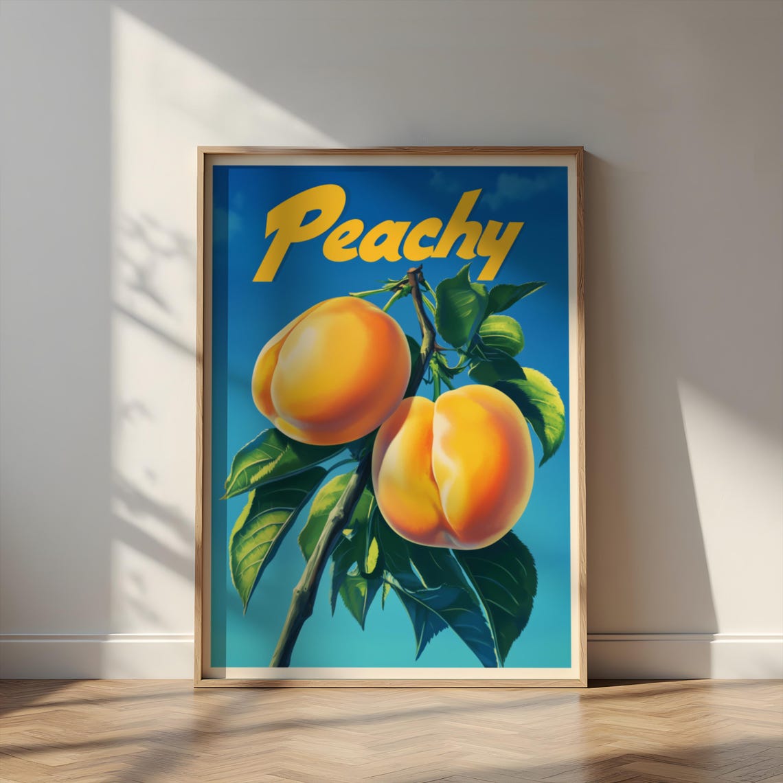 Vintage Peach Poster Retro 80s Kitchen Wall Art Print