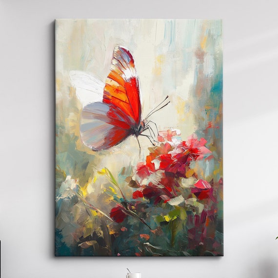Colorful Butterfly Abstract Oil Painting Framed Print Framed Portrait Wall Art Poster Home Decor Interior Butterfly Lover Gift