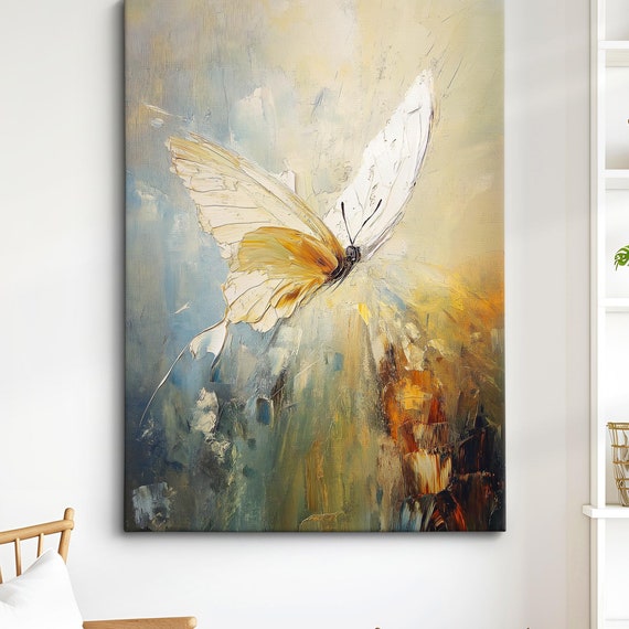 Colorful Butterfly Abstract Oil Painting Framed Print Framed Portrait Wall Art Poster Home Decor Interior Butterfly Lover Gift