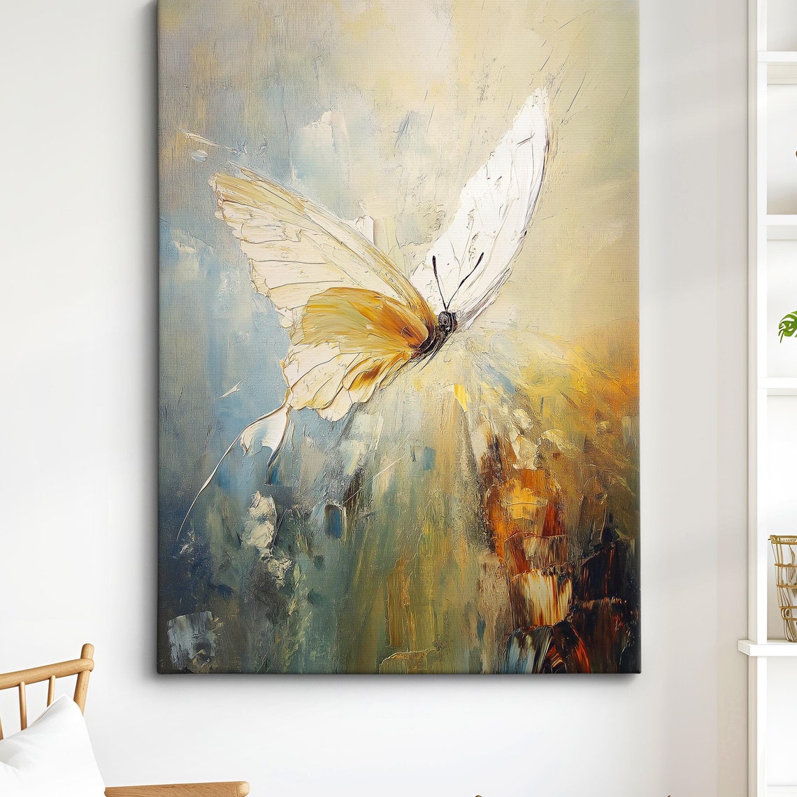 Colorful Butterfly Abstract Oil Painting Framed Print Framed Portrait Wall Art Poster Home Decor Interior Butterfly Lover Gift