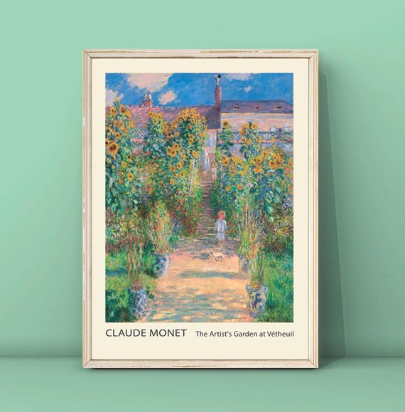 Claude Monet The Artist's Garden at Vetheuil Sunflower Path Art Poster