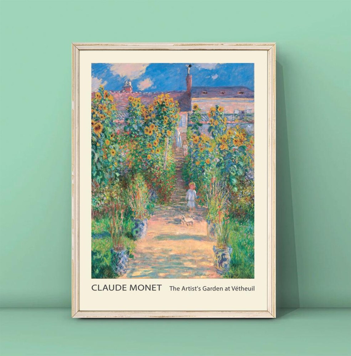Claude Monet The Artist's Garden at Vetheuil Sunflower Path Art Poster