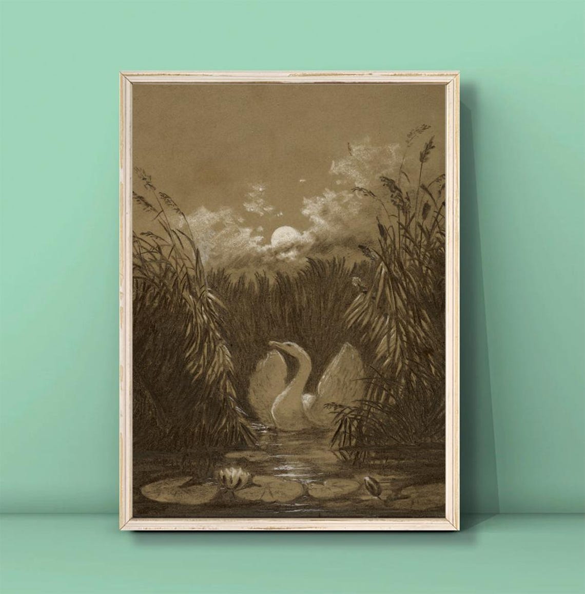 Carl Gustav Carus Swan Among the Reeds by Moonlight Art Poster
