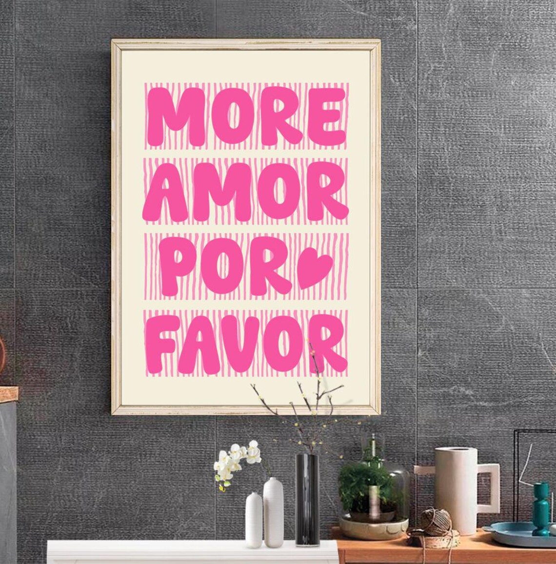 More Amor Por Favor - Maximalist Quote Poster - Image 2
