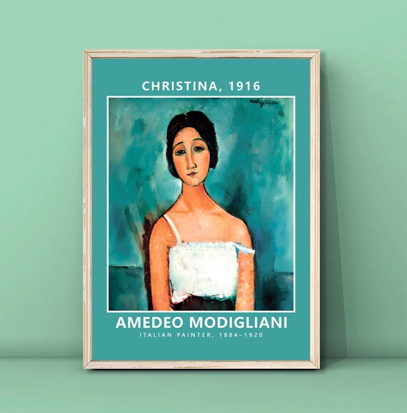 Amedeo Modigliani Christina 1916 Portrait Art Poster Vintage Wall Decor