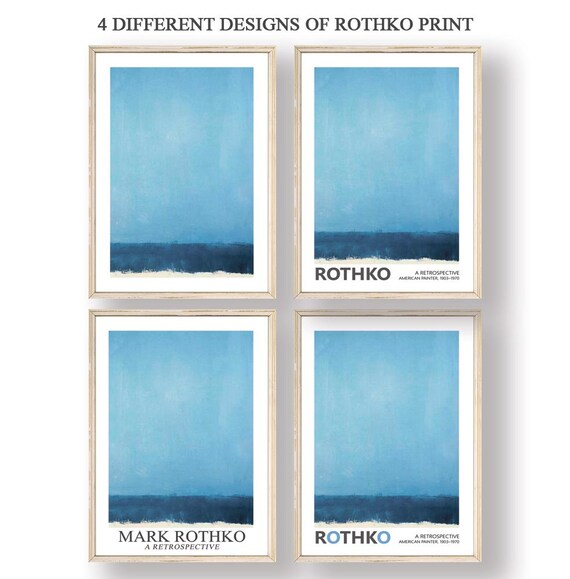 Mark Rothko Blue Color Field Art Poster Four Design Variants Set