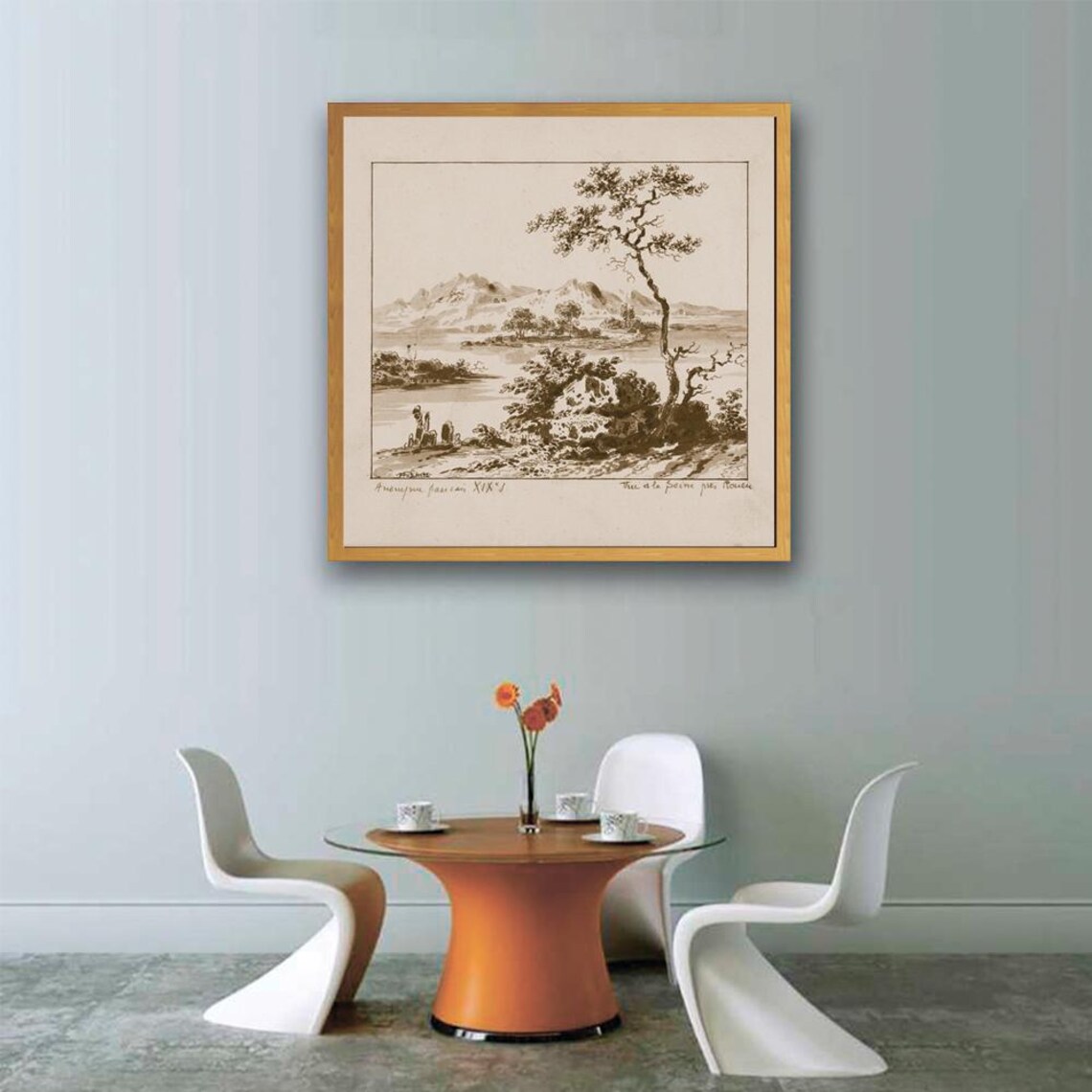 View of the Seine in Rouen 19th Century French River Sketch Poster - Image 2