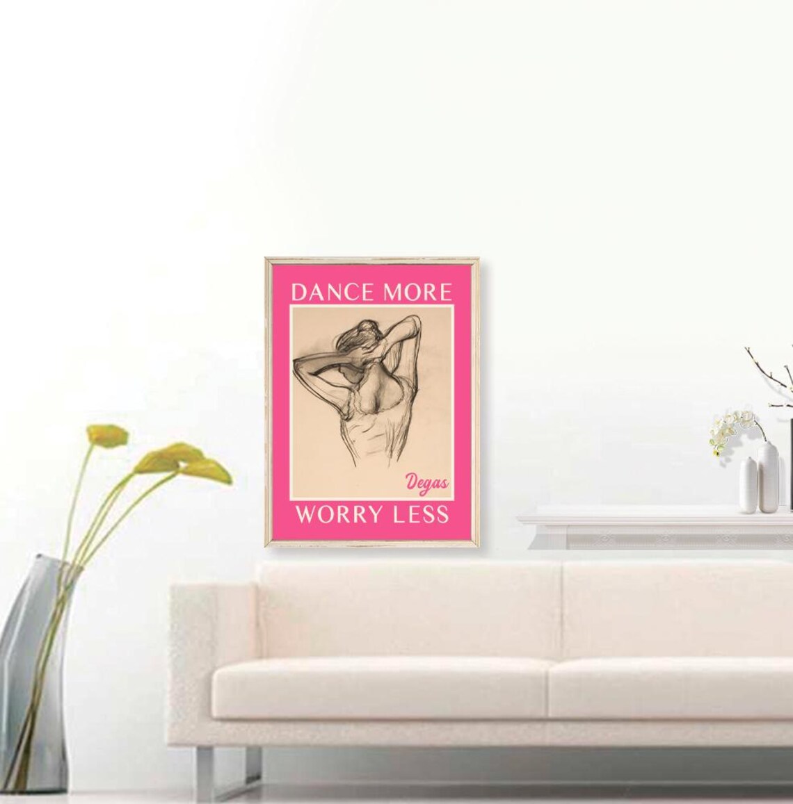 Edgar Degas Dancer Print Dance More Worry Less Poster Dance Wall Art Quote Poster Typography Print Pink Print Download - Image 3