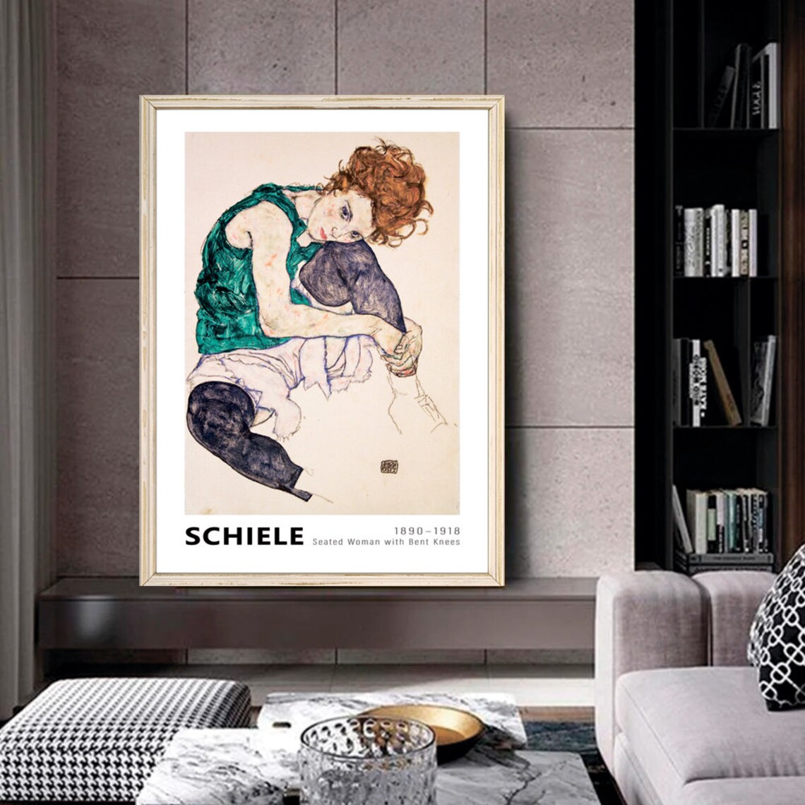 Egon Schiele Seated Woman With Bent Knees Vienna Sketch Art Poster - Image 2