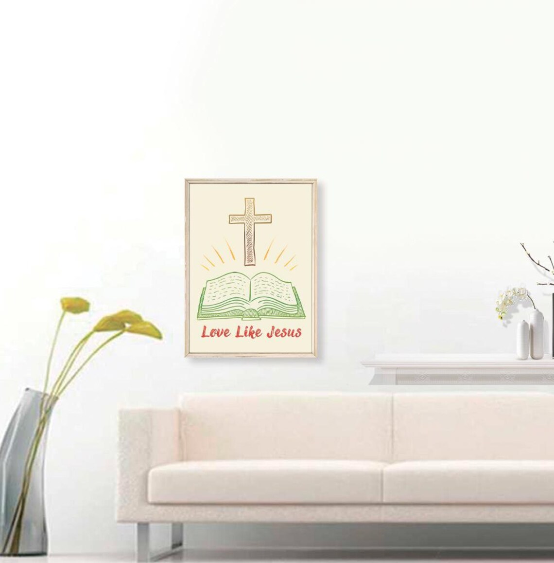Love Like Jesus Cross Open Book Christian Kids Room Faith Decor Poster - Image 3