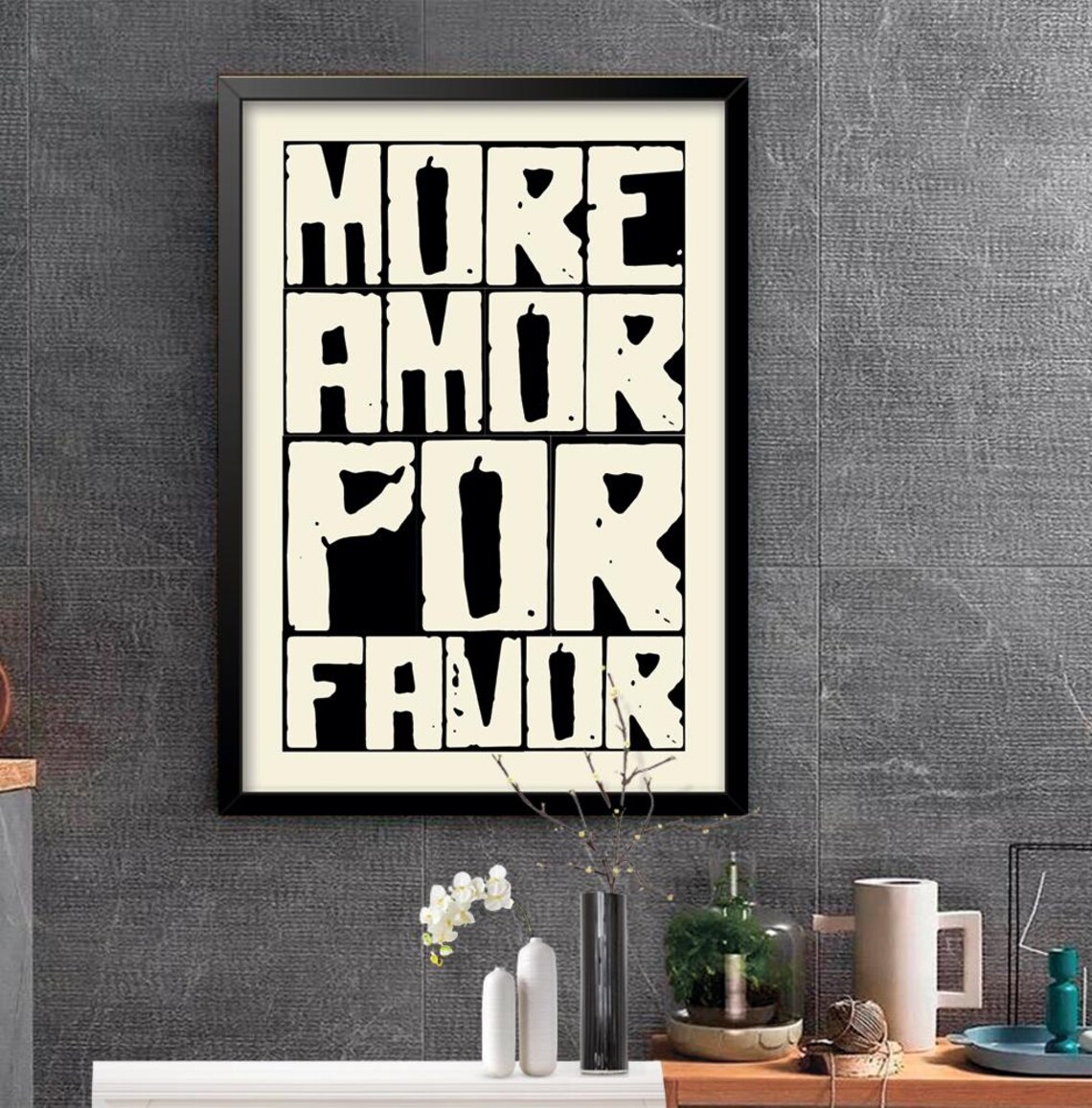 More Amor Por Favor Spanish Typography Love Quote Wall Poster - Image 2