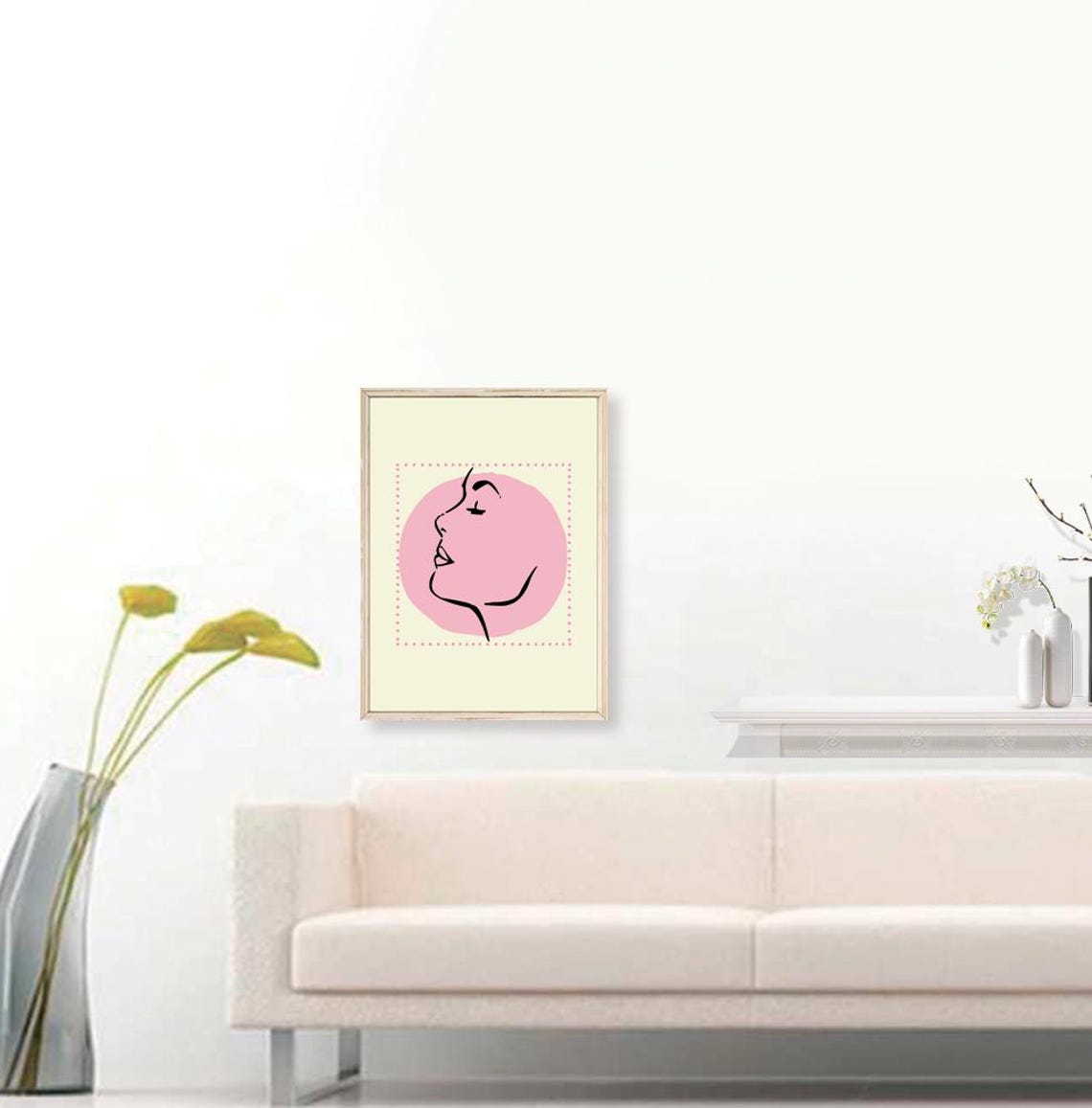 Boho Woman Art Print Woman Line Art Boho Woman Wall Art Boho Woman Poster Neutral Simple Print Pink Woman Print Download - Image 3