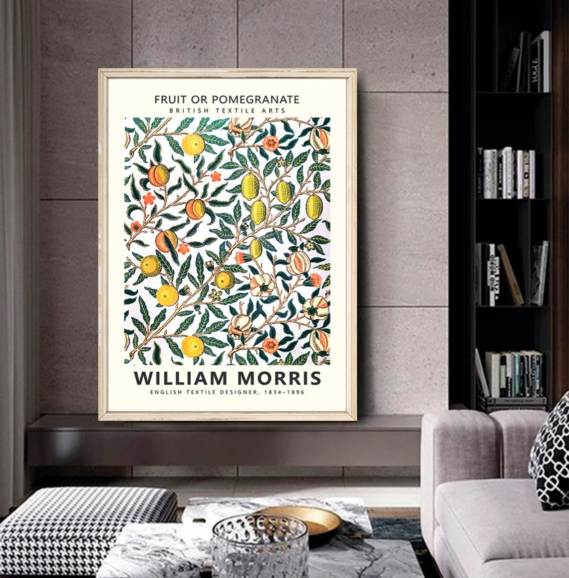 William Morris Fruit or Pomegranate Textile Pattern Vintage Poster - Image 2