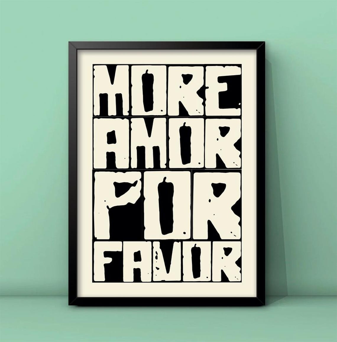 More Amor Por Favor Print Maximalist Poster More Amor Por Favor Wall Art Eclectic Wall Art Love Quote Black And White Print
